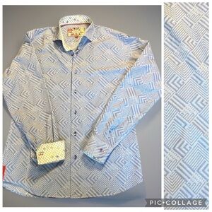 Men’s 7 Downie St. Blue Pattern Button Down Shirt sz. 4 (US M)